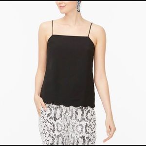 Jcrew black scallop hem cami